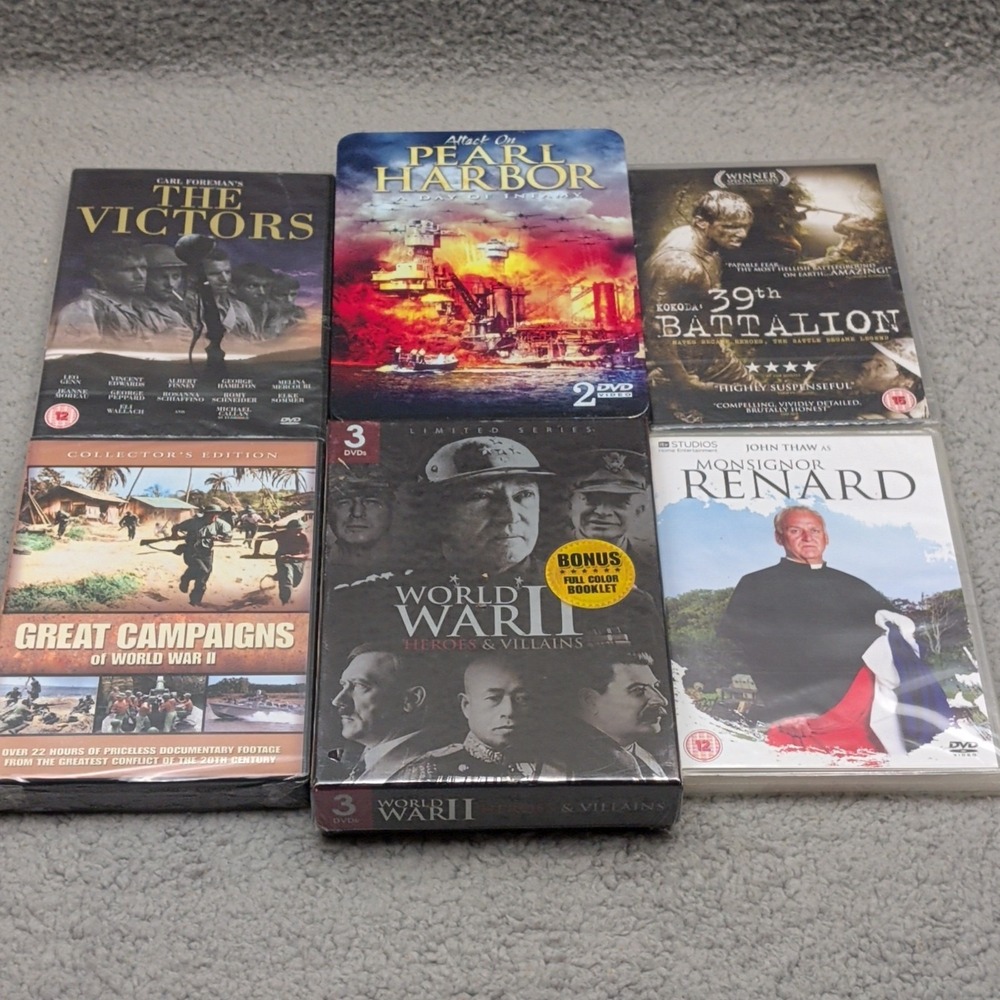 War Movies Military Documentary DVD Lot of 6 WW2 Hitler Pearl Harbor New Sealed